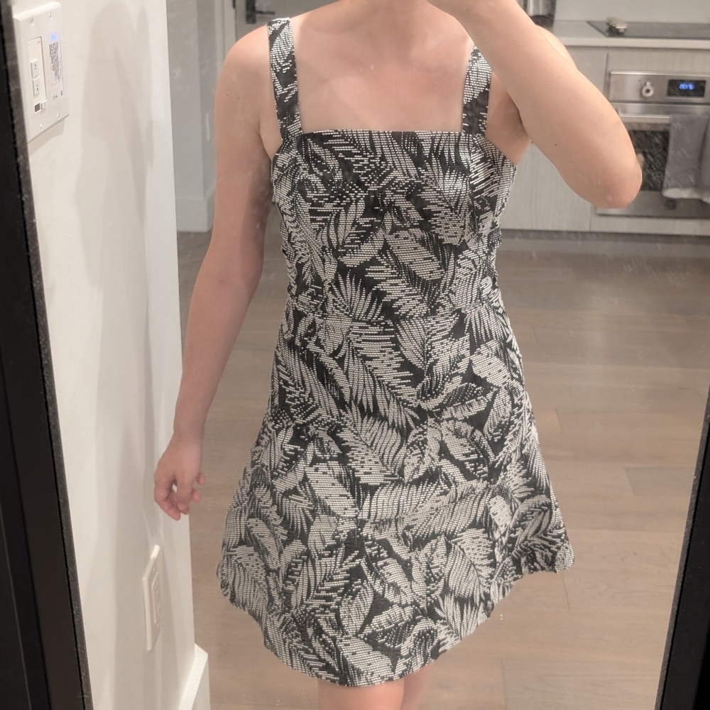 Portmans Black and White Leaf Print Mini Dress